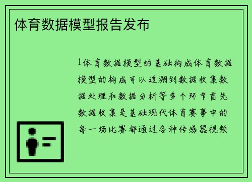 体育数据模型报告发布